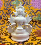 Small White Tara Tibetan Buddhist Statue Handmade from Nepal Resin 3.75 Inch