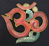 OM Wood Wallhanging Eco-friendly Handmade from Nepal Red X-Large