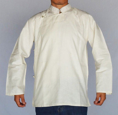 TRADITIONAL TIBETAN SHIRT FOR MEN OR WOMEN COTTON WHITE