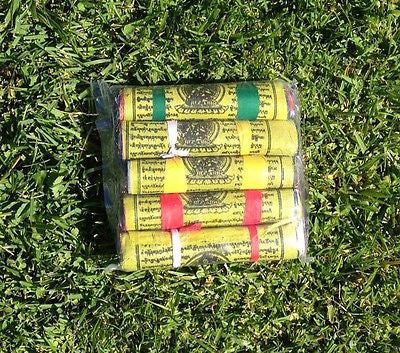 125 Tibetan Buddhist Prayer Flags Cotton Made by Tibetan Refugees SMALL 5 Rolls