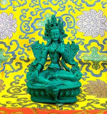 Medium Green Tara Tibetan Buddhist Statue Handmade from Nepal Resin 6 Inch