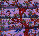 Tree Of Life Indian Tapestry Wallhanging Bed sheet Cotton Purple 58 x 86 Inches