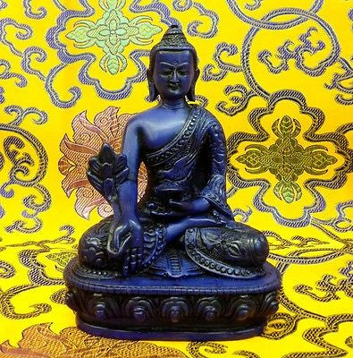 Medium Medicine Buddha Tibetan Statue Handmade from Nepal Resin 5.25 Inch