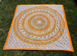 INDIAN ELEPHANT CIRCLE COTTON TAPESTRY  BEDSHEET WALLHANGING TABLE CLOTH ORANGE