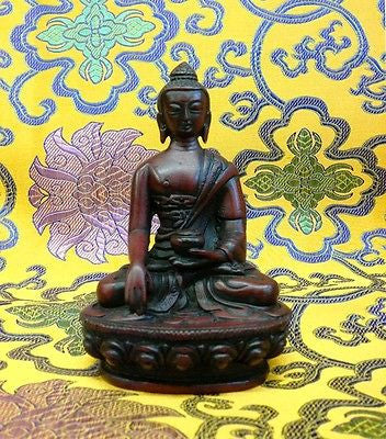 Small Buddha Shakyamuni Tibetan Statue Handmade from Nepal Resin 4.5 Inch