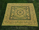 INDIAN SUNFLOWER TAPESTRY BED SHEET BED COVER WALLHANGING COTTON GREEN