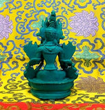 Medium Green Tara Tibetan Buddhist Statue Handmade from Nepal Resin 6 Inch