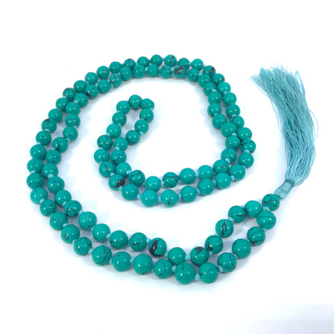 38 Inch Long Turquoise Healing Crystal Japa Mala Hand Knotted 108 Prayer Bead Meditation Yoga Necklace Wrap Bracelet