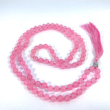 38 Inch Long Rose Quartz Healing Crystal Japa Mala Hand Knotted 108 Prayer Bead Meditation Yoga Necklace Wrap Bracelet