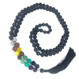 40 Inch Long Seven Chakra Healing Crystal Lava Rock Mala Hand Knotted 108 Prayer Bead Meditation Yoga Necklace Wrap Bracelet