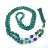 40 Inch Long Seven Chakra Healing Crystal Malachite Mala Hand Knotted 108 Prayer Bead Meditation Yoga Necklace Wrap Bracelet