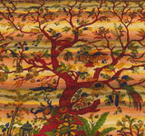 Tree Of Life Indian Tapestry Bed Sheet Bed Cover Wallhanging Cotton Queen Gold